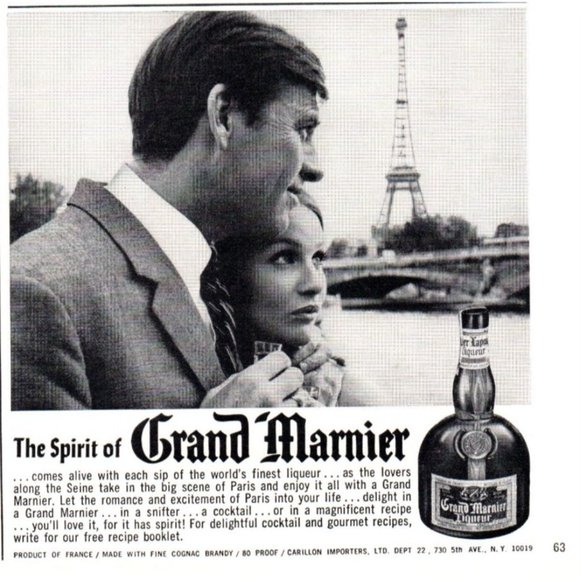 1965 Grand Marnier Liqueur Vintage Print Ad Paris Eiffel Tower Couple Wall Art - Picture 1 of 2